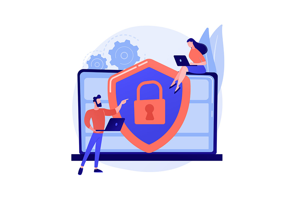 Cyber security risk management abstract concept vector illustration.