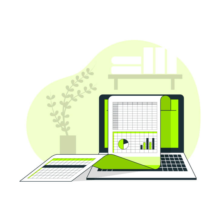 Abstract image of a spreadsheet on a laptop.