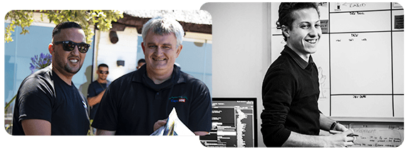 Two photos of KRS smiling staff